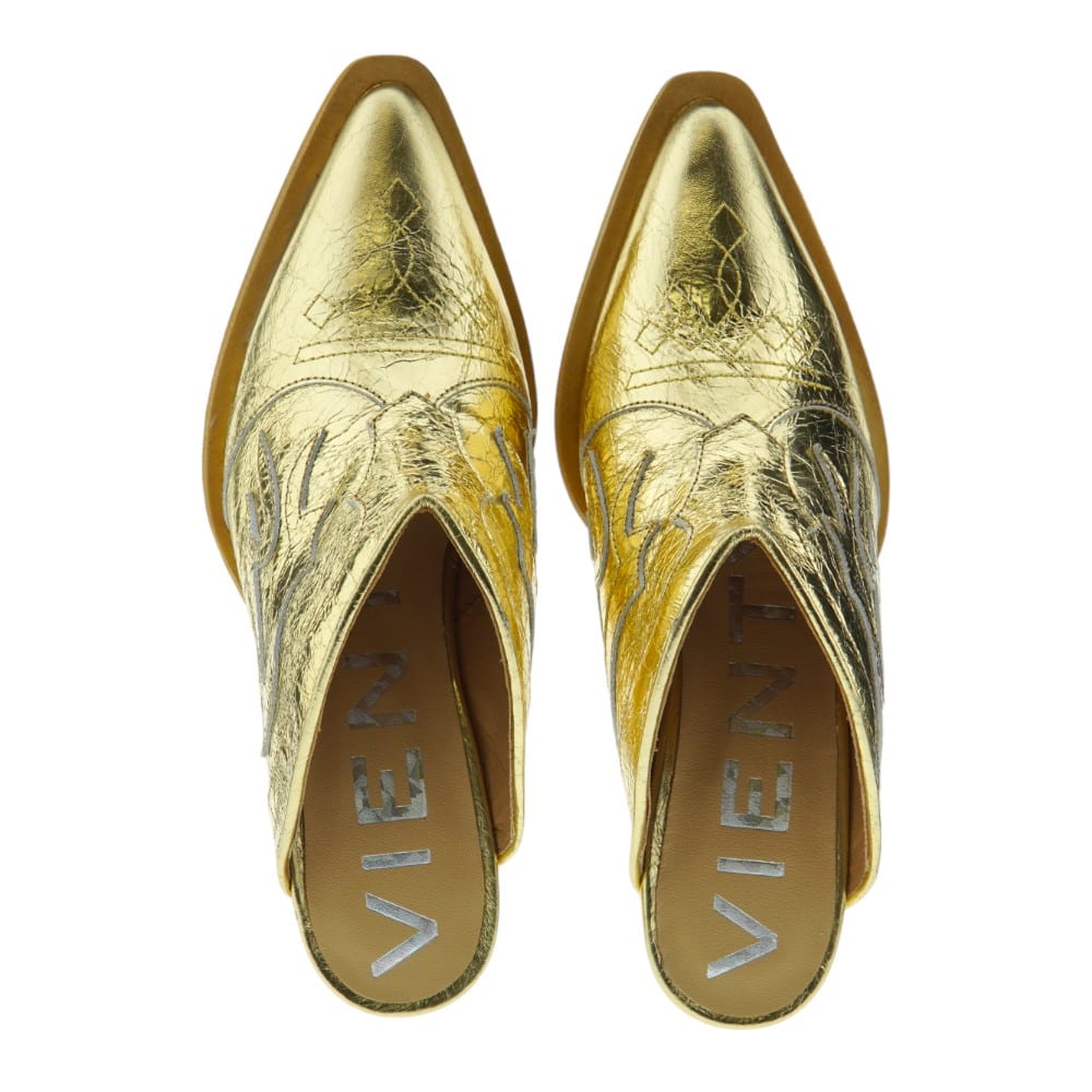 Gold Mules Vienty para mujeres - Carrile Fashion Footwear foto 2