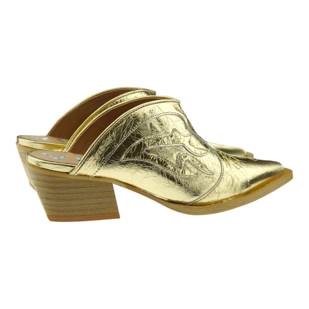 Gold Mules Vienty para mujeres - Carrile Fashion Footwear foto 4