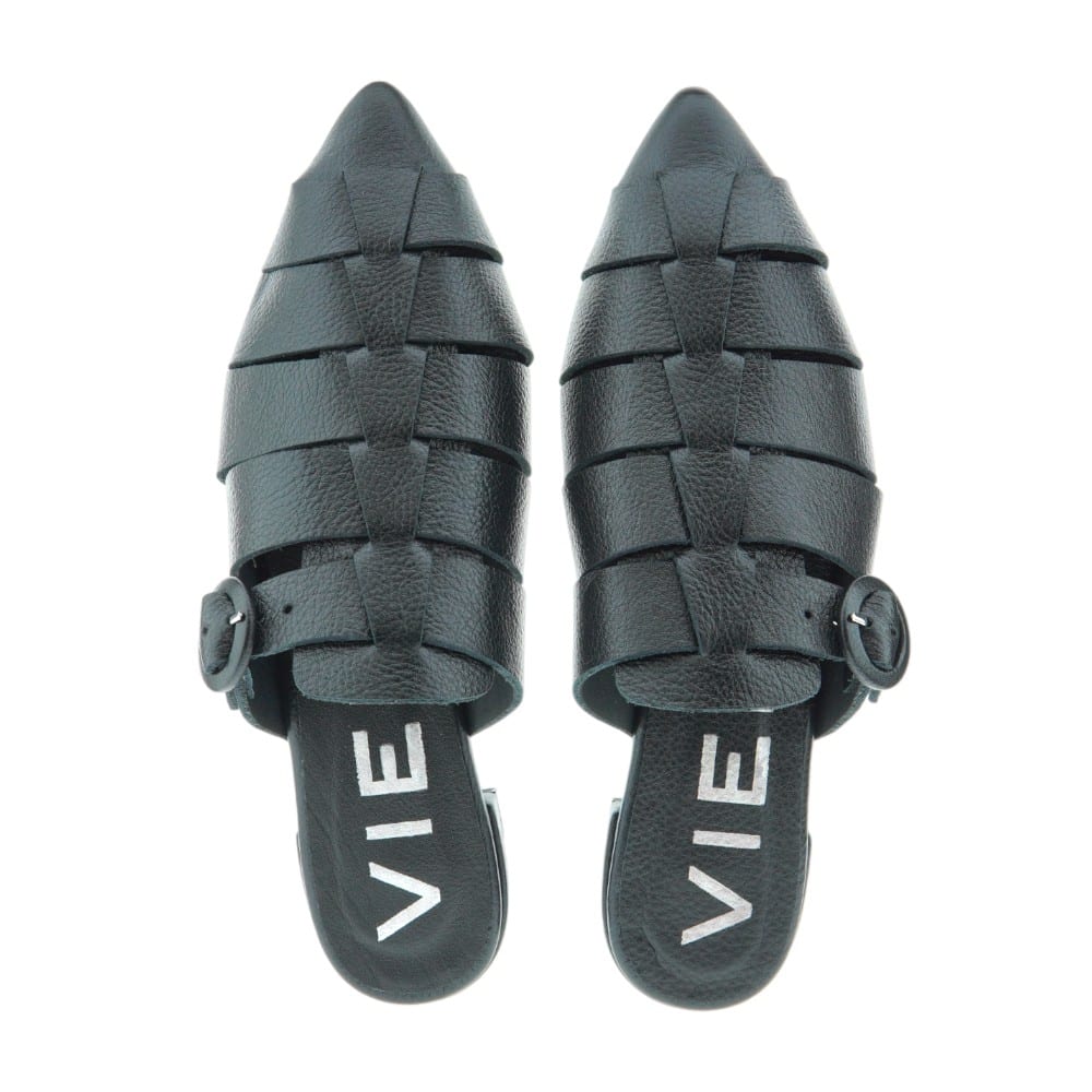 Mules de Tiras Cuero Negro Vienty Elegantes | Carrile foto 2