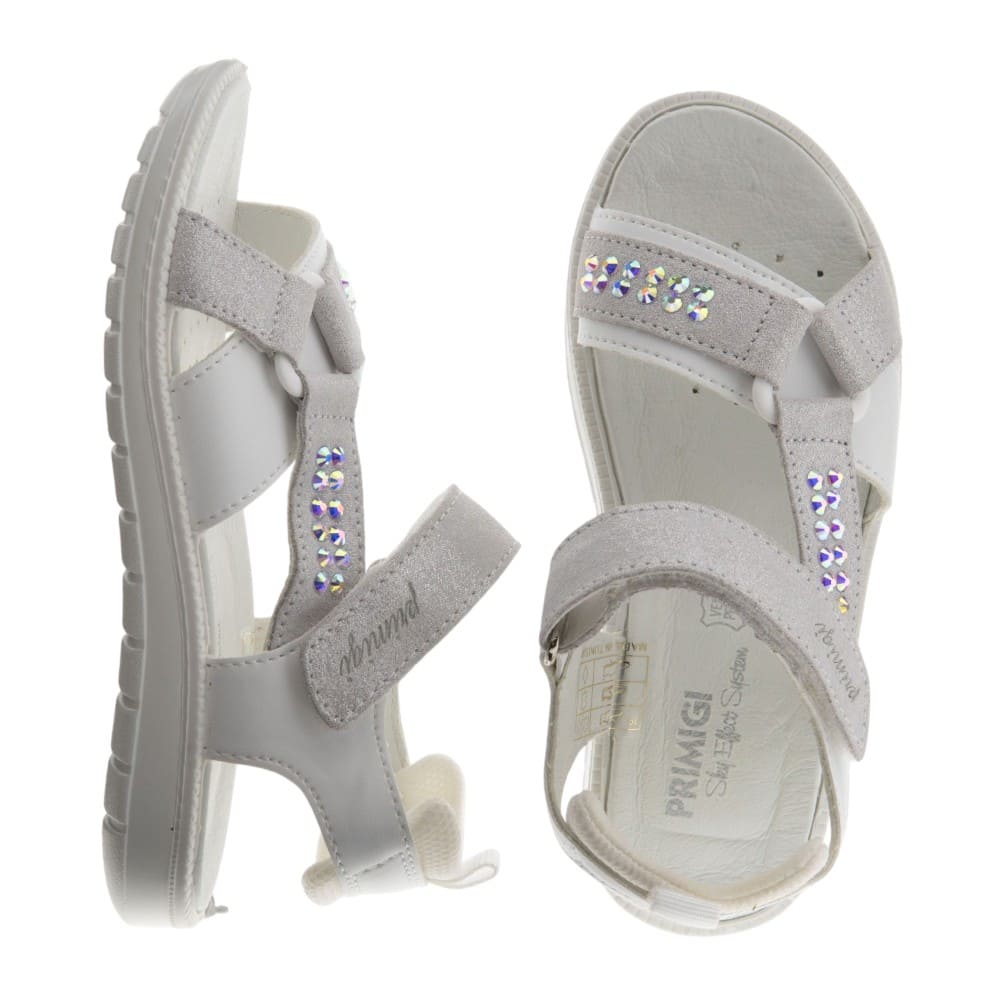 Sandalias blancas y plata velcro Primigi para niña foto 2
