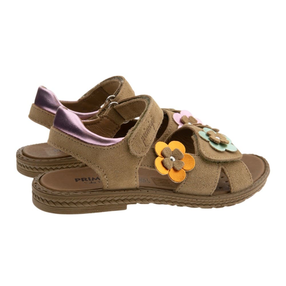 Sandalias ante camel flores velcros Primigi para niña foto 4