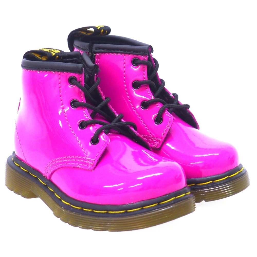 Botines cordón piel charol fuxia niña Dr Martens 1460 Kids