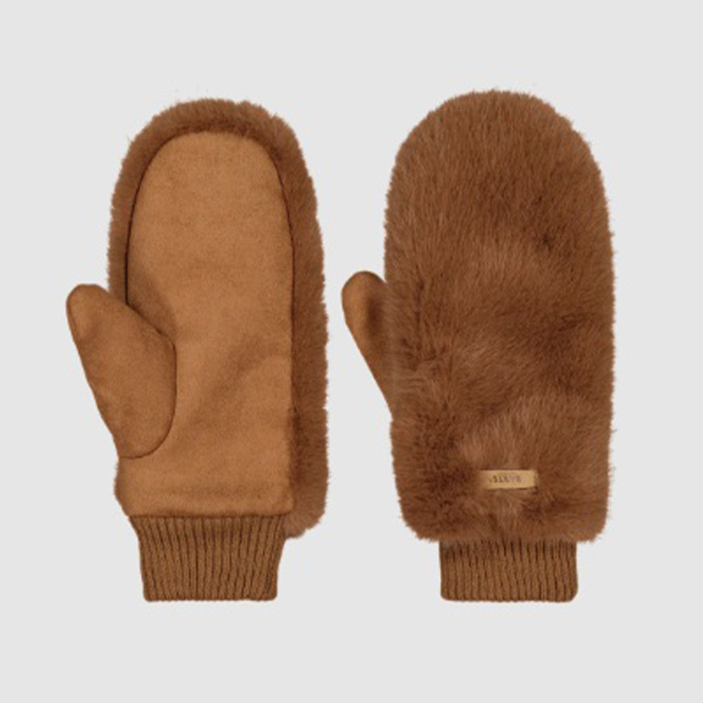 Manoplas mujer invierno Barts marrón y beig con pelo cálido foto 4