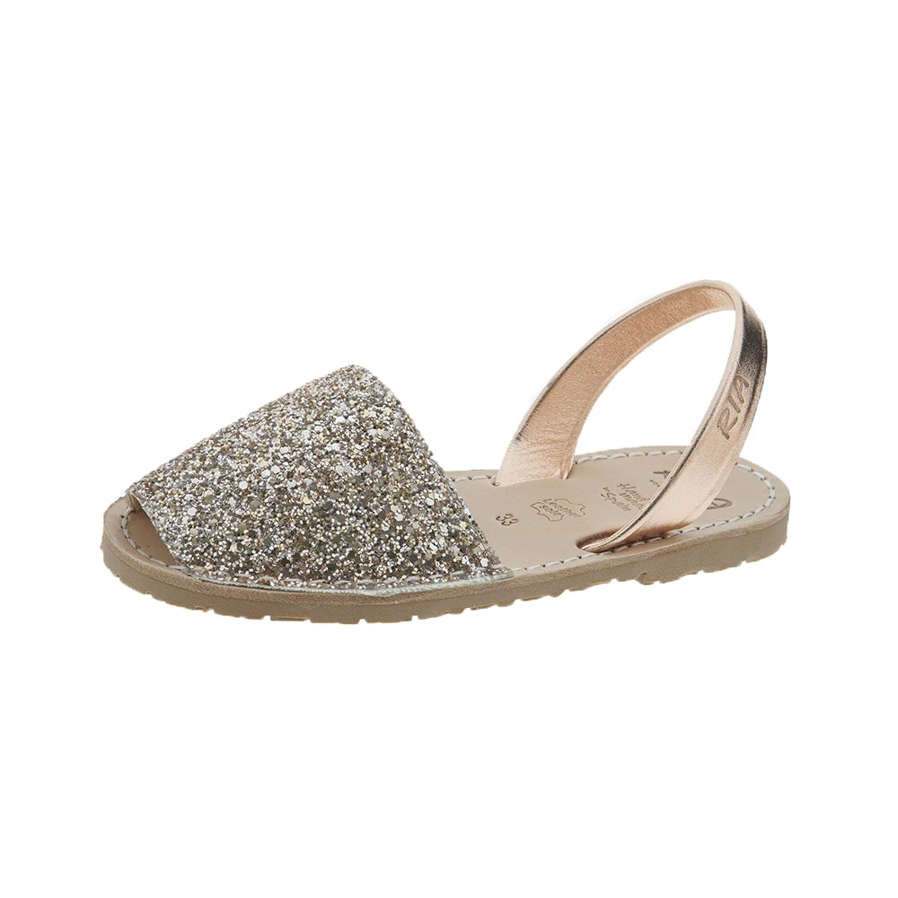 Menorquina Ria para mujer en piel glitter | Albarca Ria foto 3