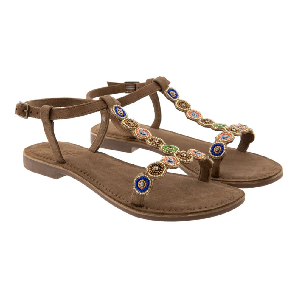 Sandalias Planas Tiziana Mujer Abalorios Multicolor 23-036