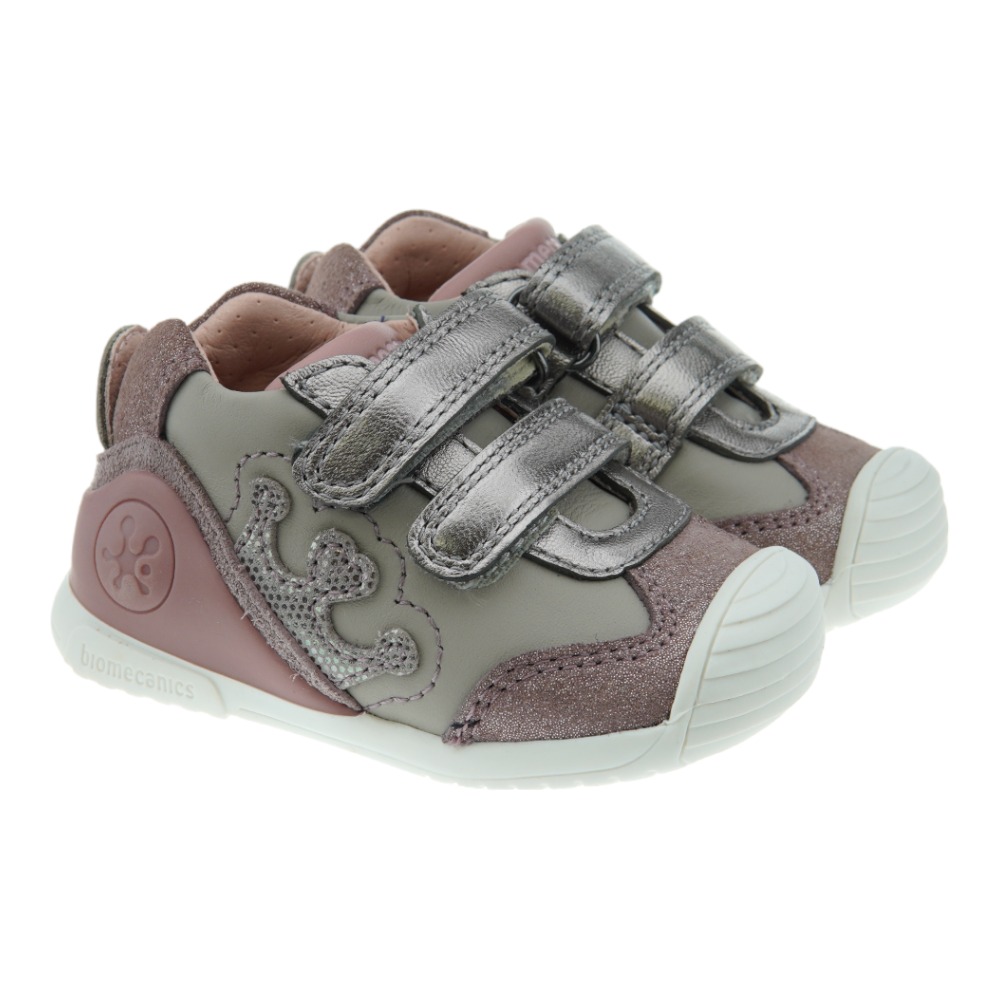 Deportiva niña metalizada doble velcro Biomecanics 231111