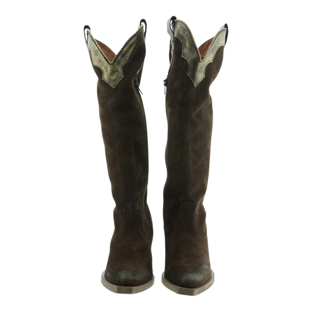 Botas cowboy altas mujer Nemonic marrón y dorado foto 2