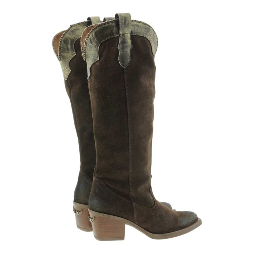 Botas cowboy altas mujer Nemonic marrón y dorado foto 4