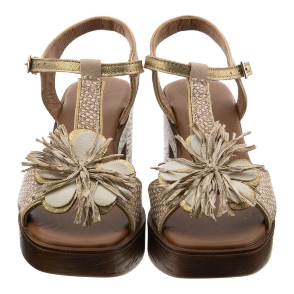 Sandalias flor tacón madera Nemonic foto 2