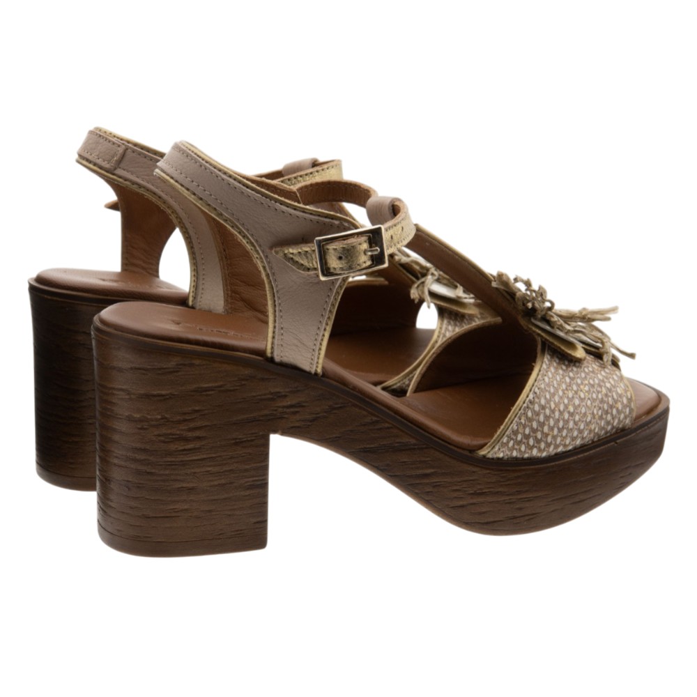 Sandalias flor tacón madera Nemonic foto 4