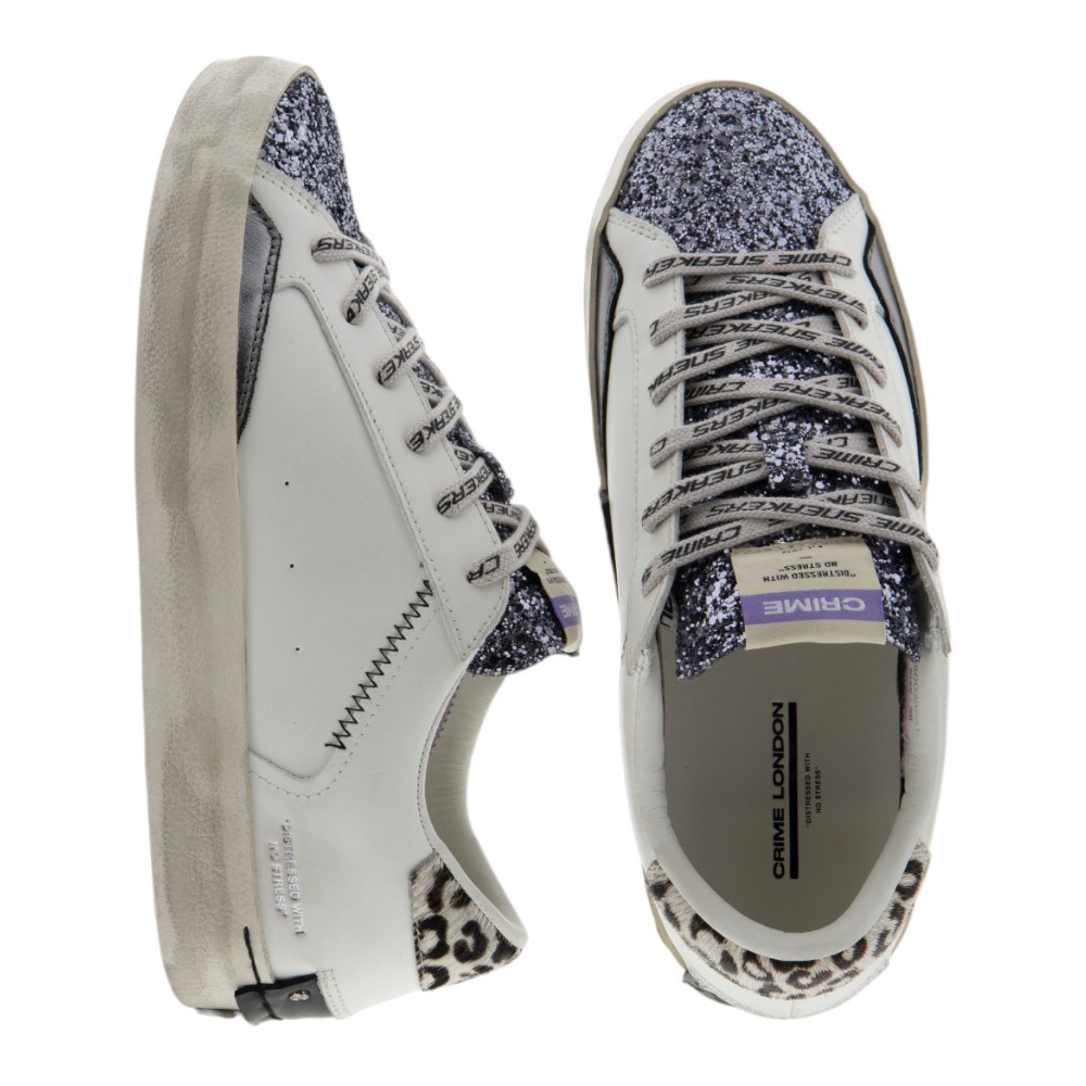 Sneakers blancas glitter mujer | Crime London exclusivas foto 2