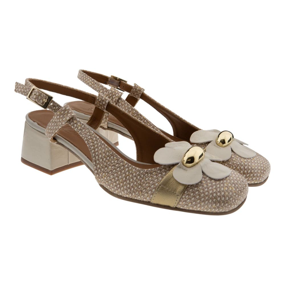 Zapato tacón destalonado flores Nemonic 2504