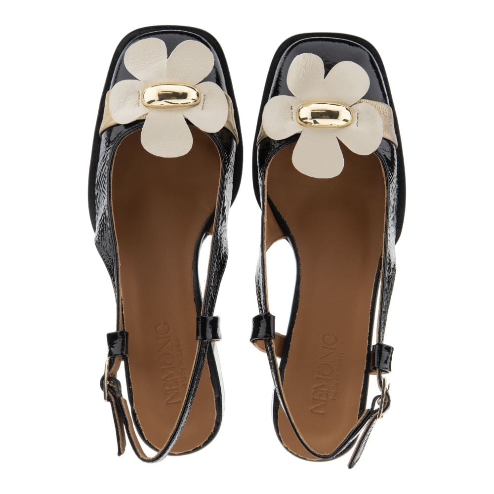 Zapatos negros charol destalonado Nemonic | Tacón medio foto 2