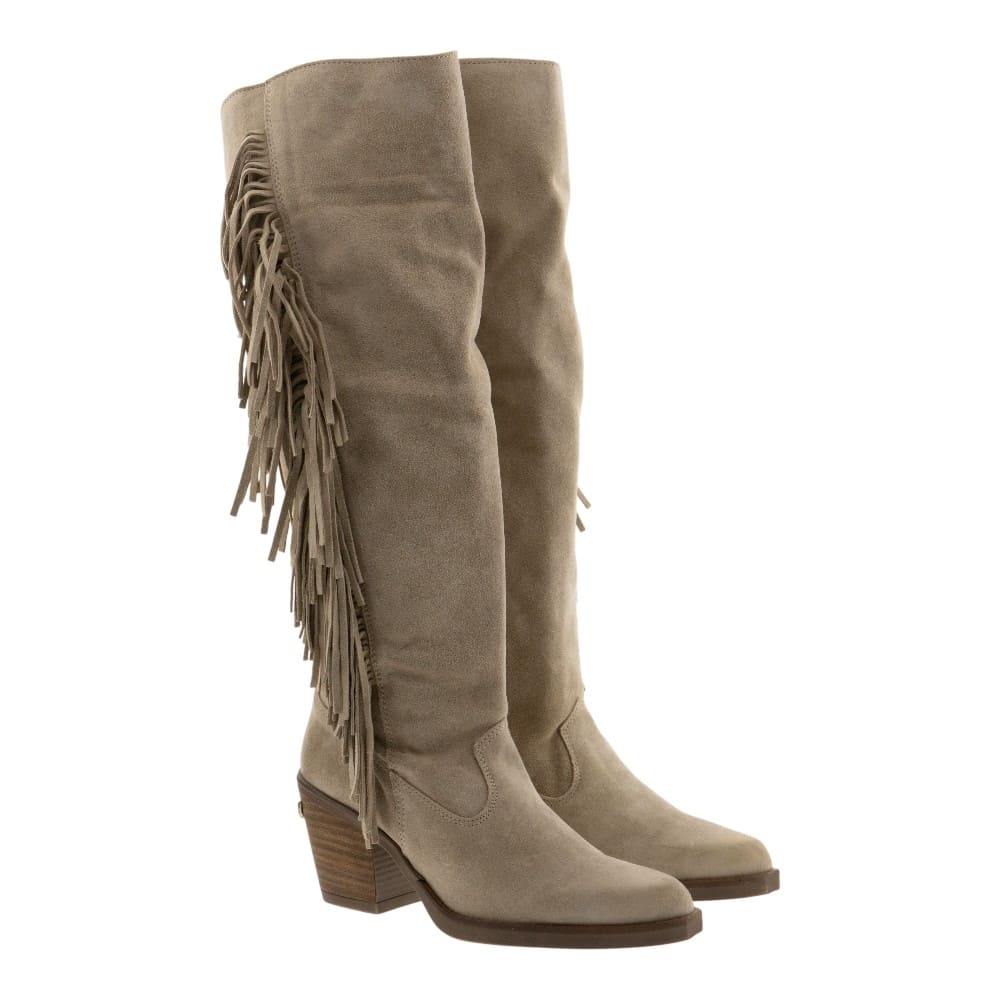 Botas camperas altas flecos arena Nemonic