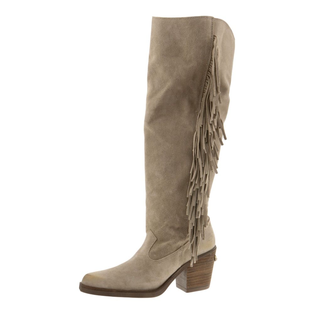 Botas camperas altas Nemonic beige | Bota flecos mujer foto 3
