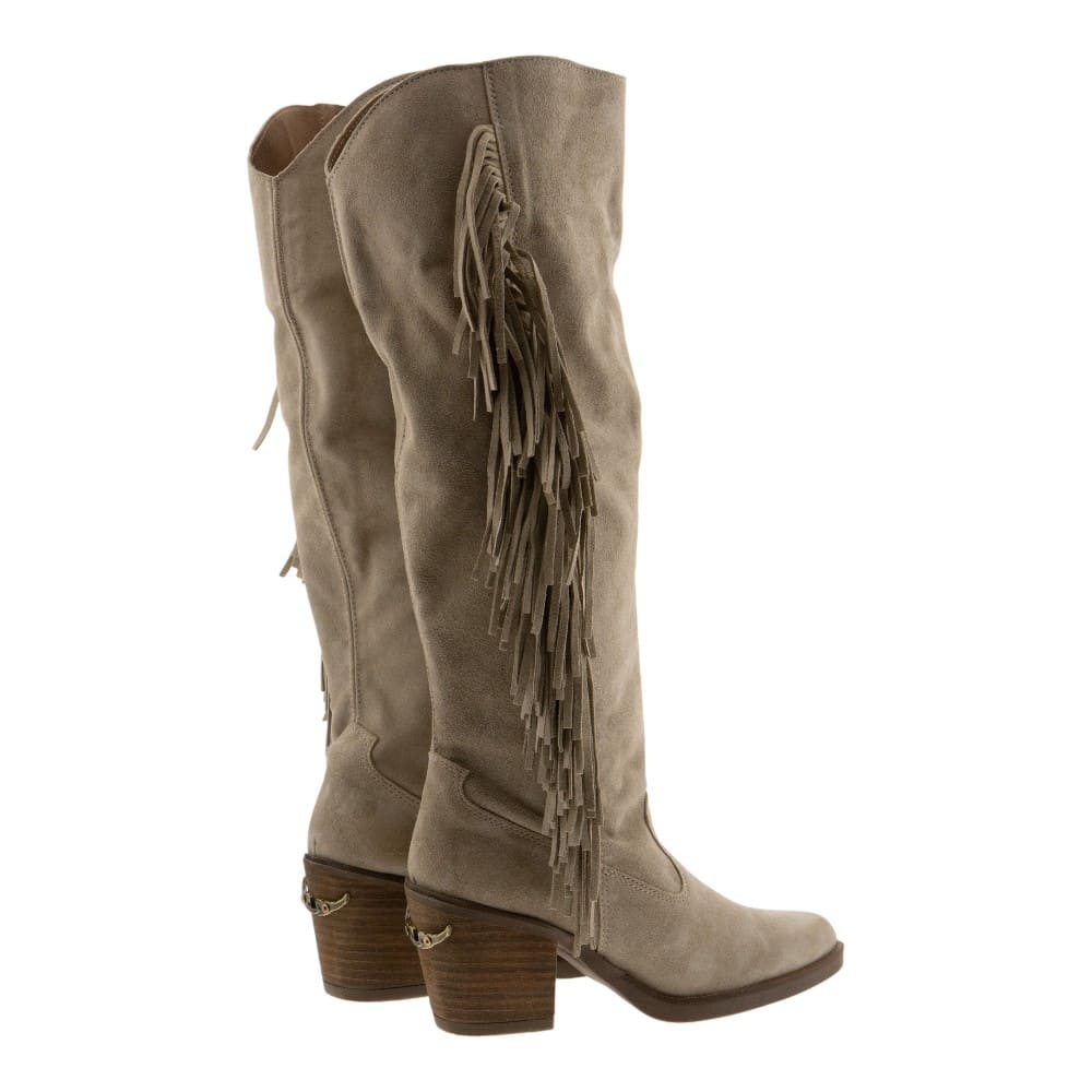 Botas camperas altas Nemonic beige | Bota flecos mujer foto 4
