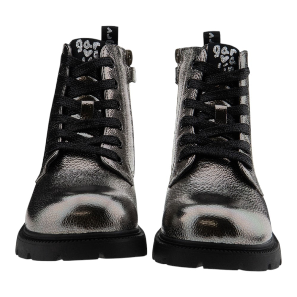 Botas militares niña acero con cordones | Garvalín foto 2