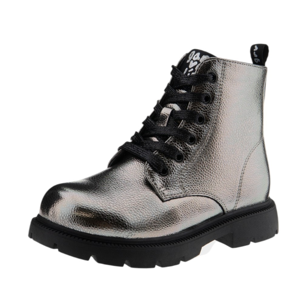 Botas militares niña acero con cordones | Garvalín foto 3