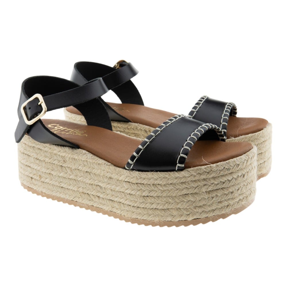 Sandalias Plataforma Esparto Adorno Pespunte Carrile Woman 300