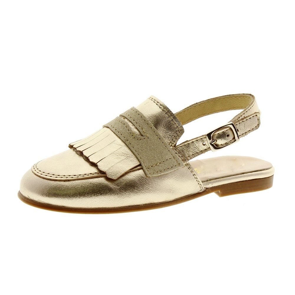 Mule hebilla flecos oro Clarys 4970 foto 3