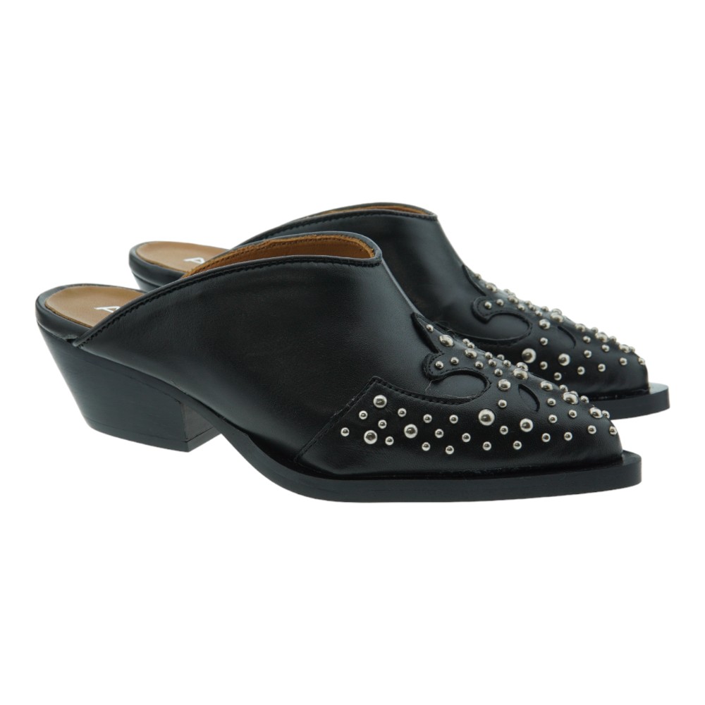 Zuecos Negros Tachuelas Alpe Mujer Piel 5000303