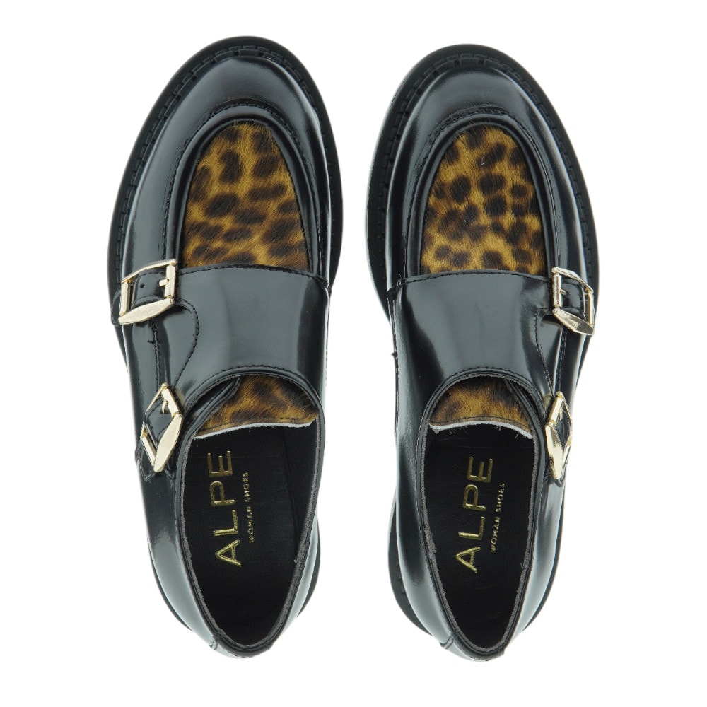 Compra Blucher Alpe de Piel Brillante Negra con Animal Print y Hebillas - Estilo y Originalidad foto 2