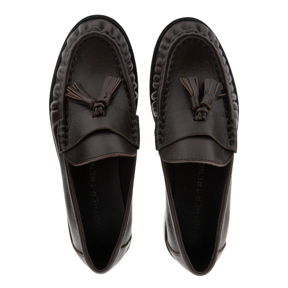 Mocasines piel marrones borlas mujer Another Trend foto 2