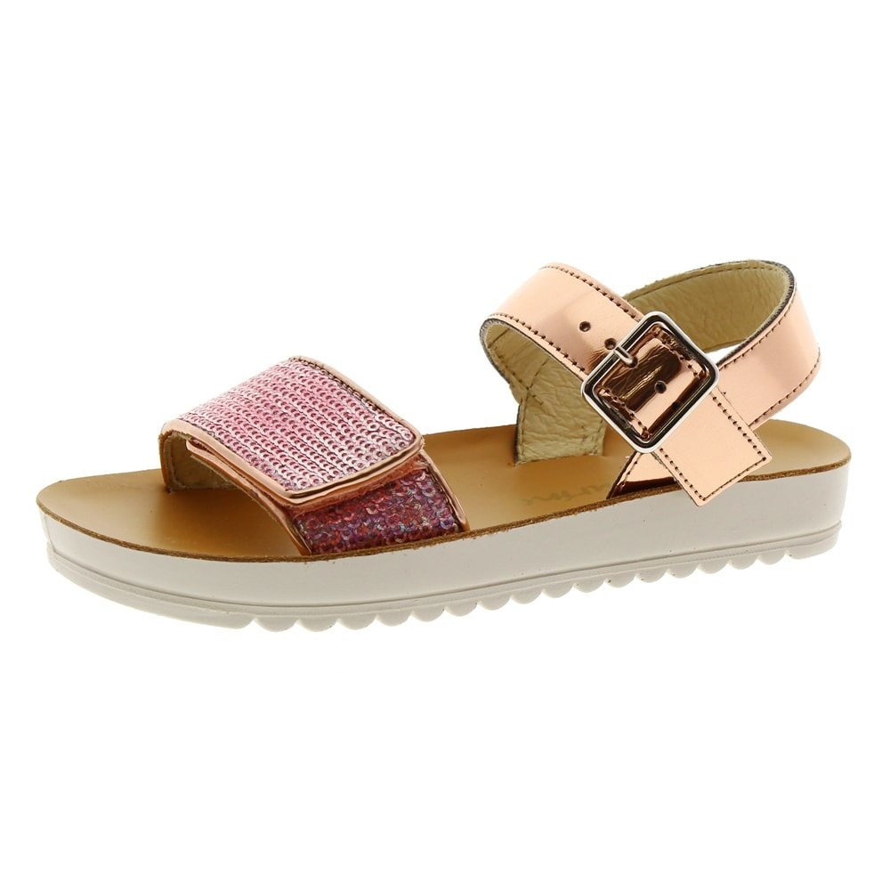 Sandalia lentejuelas niña Naturlno 6033 Oro rosa foto 3