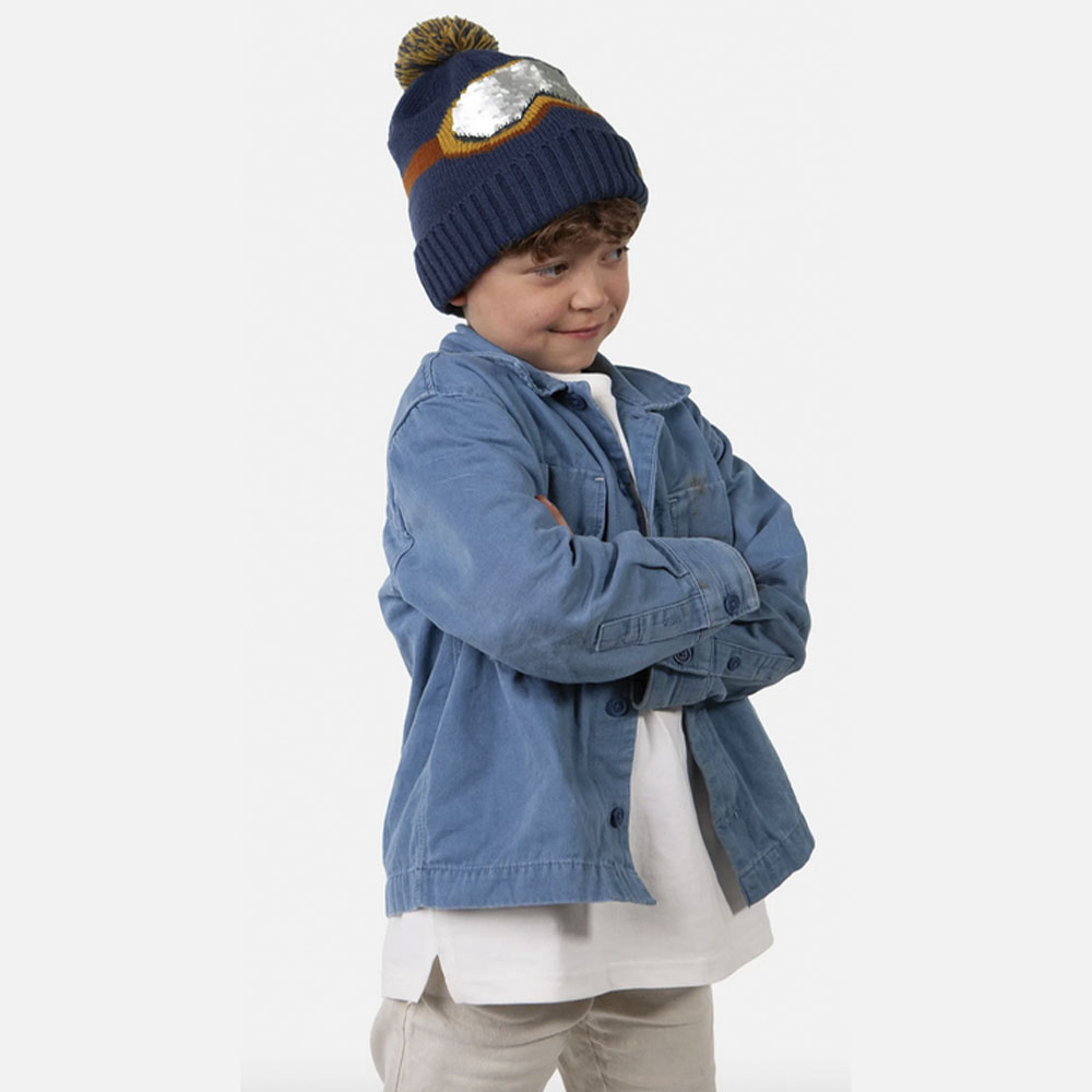 Gorro niño dibujo nieve – Barts gorro infantil azul con pompón foto 2
