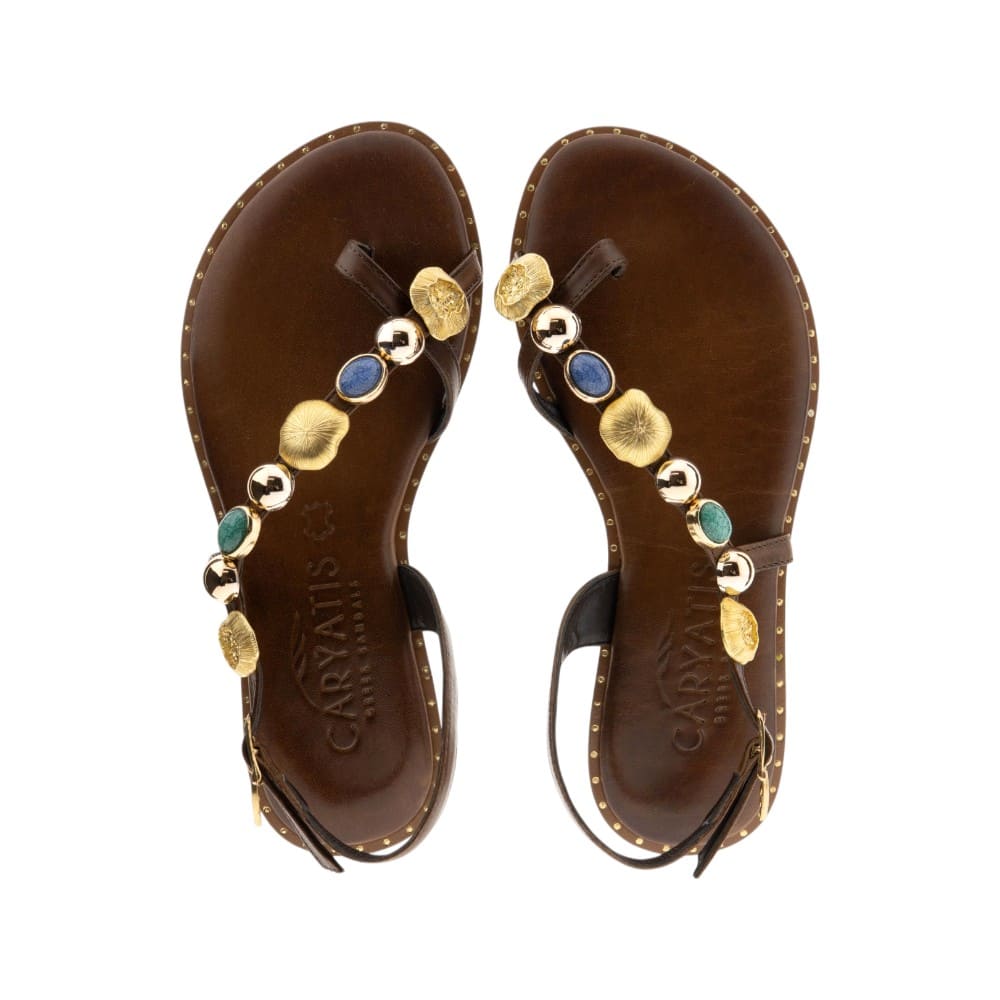 Sandalias piel dedo piedras Caryatis mujer verano foto 2