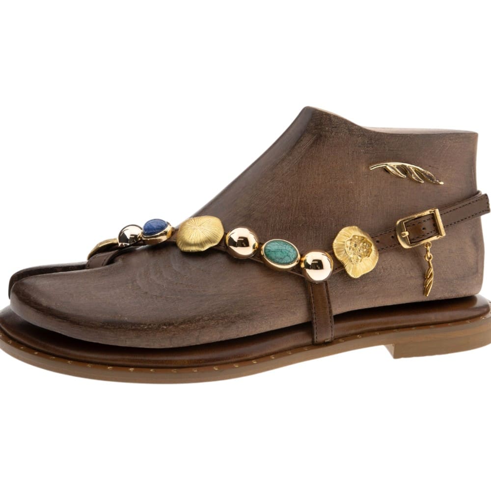 Sandalias piel dedo piedras Caryatis mujer verano foto 3