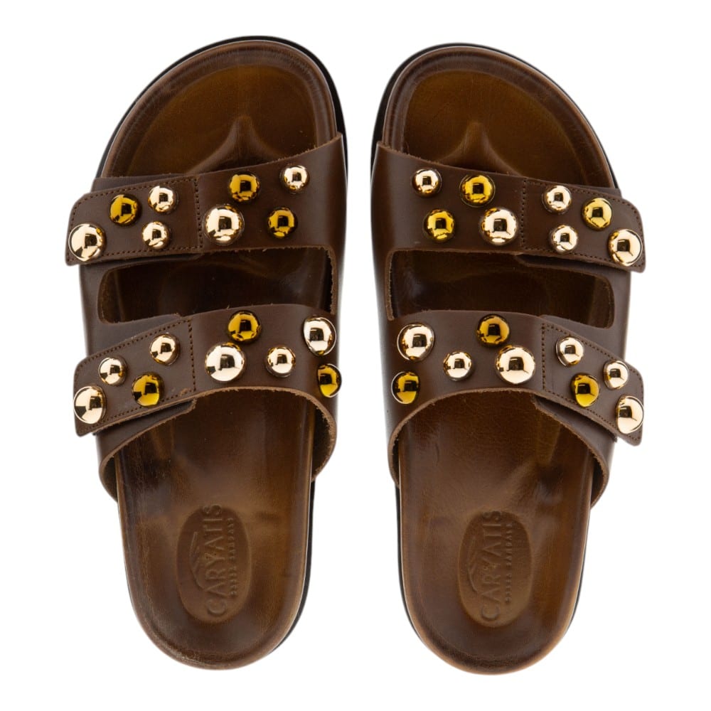 Compra online Sandalias planas mujer Caryatis en piel marrón - Gallery Carrilé foto 2