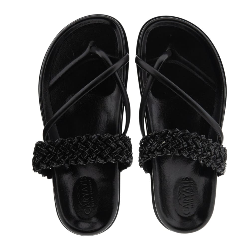 Sandalias negras Caryatis dedo y adornos | Sandalias griegas mujer foto 2