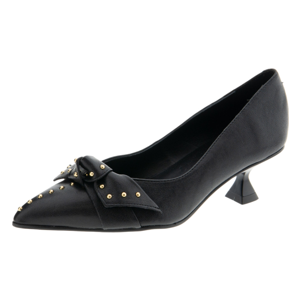 Zapato tacón negro mujer Pedro Miralles con lazo y tachuelas foto 3