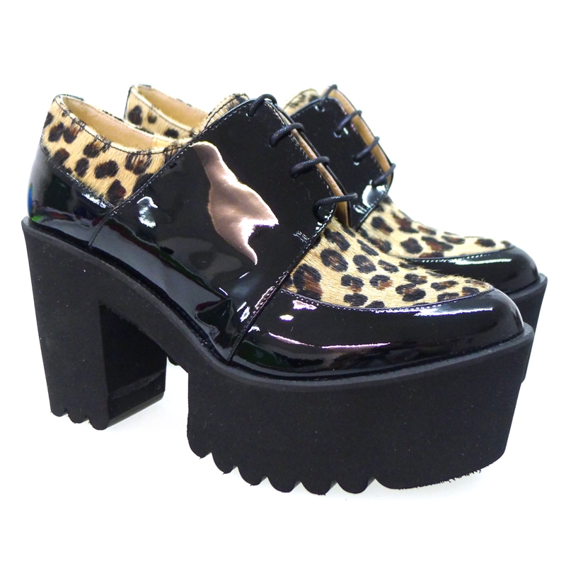 Blucher cordón tacón y plataforma PALOMA BARCELO 900608 Leopardo Negro
