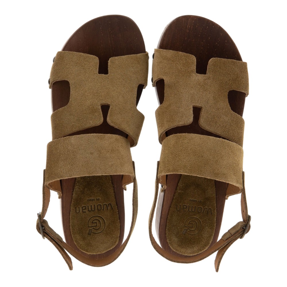 Sandalias ante cuero tacón madera Go Woman foto 2