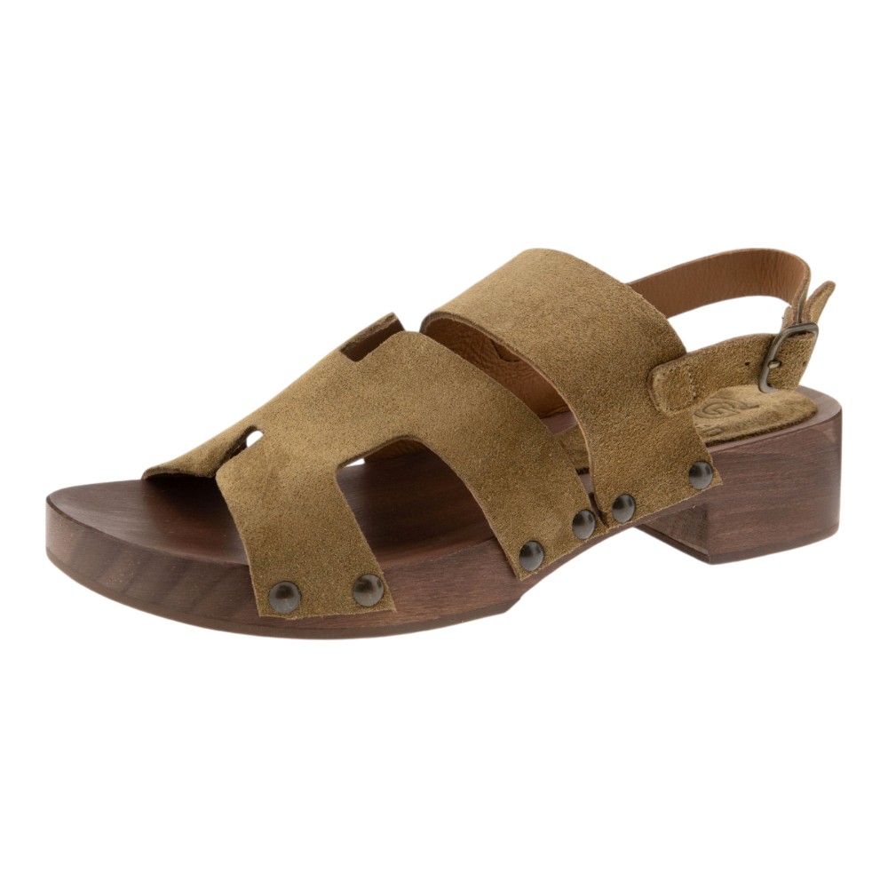 Sandalias ante cuero tacón madera Go Woman foto 3