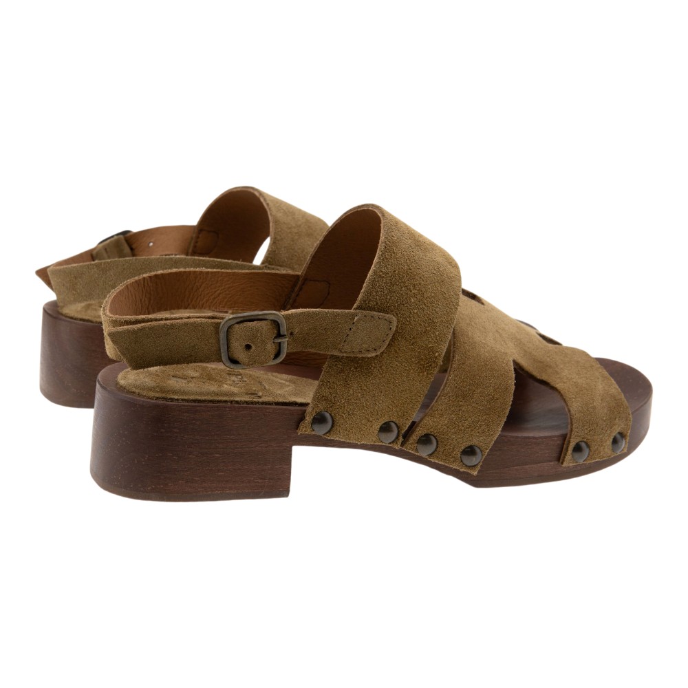 Sandalias ante cuero tacón madera Go Woman foto 4