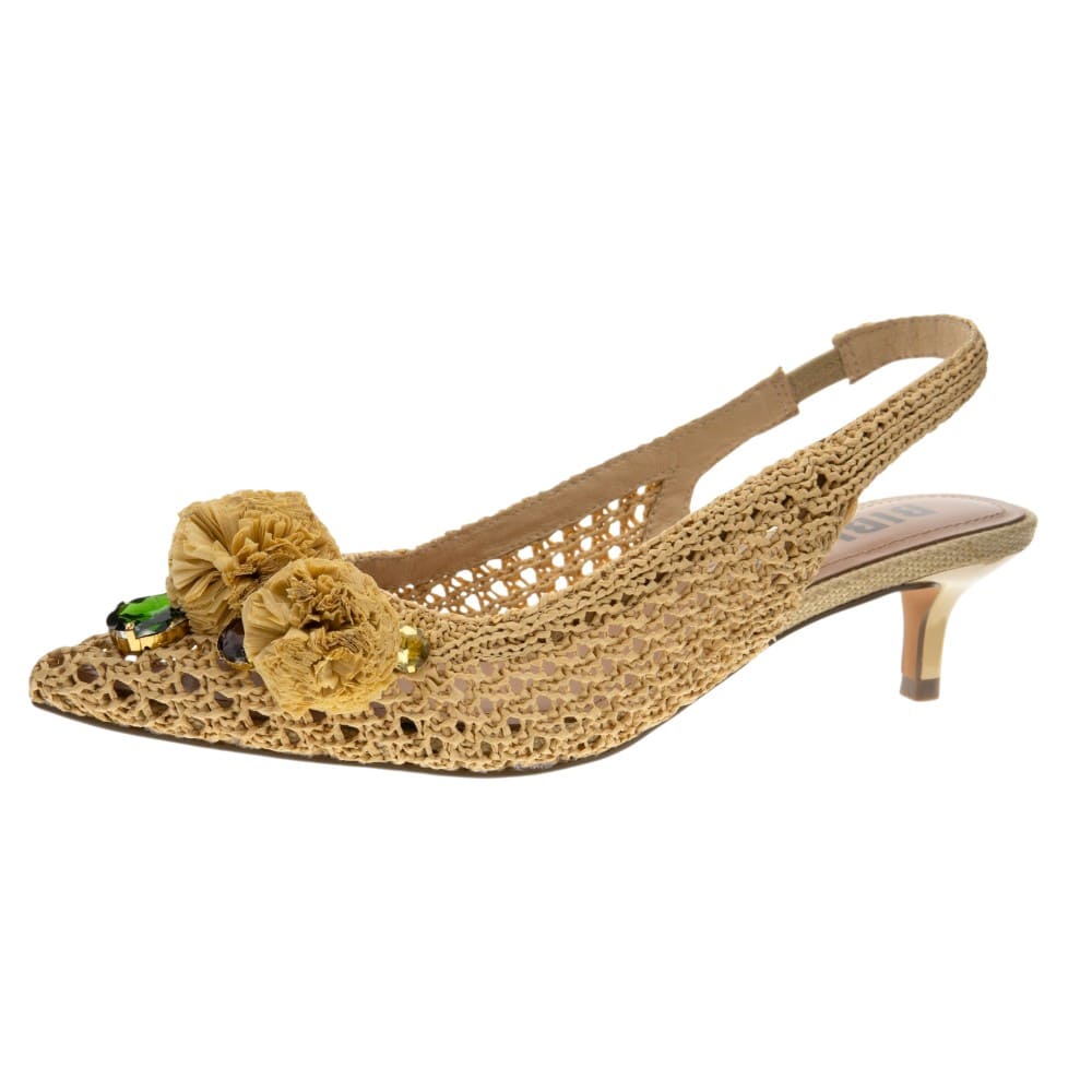 Zapato destalonado rafia piedras Bibilou en beige foto 3