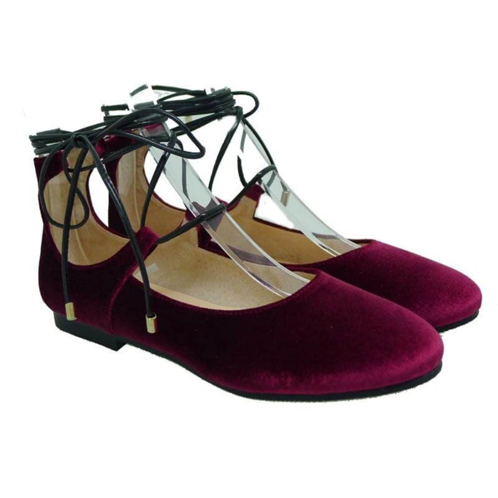 Bailarina terciopelo lace-up atada tobillo Carrile