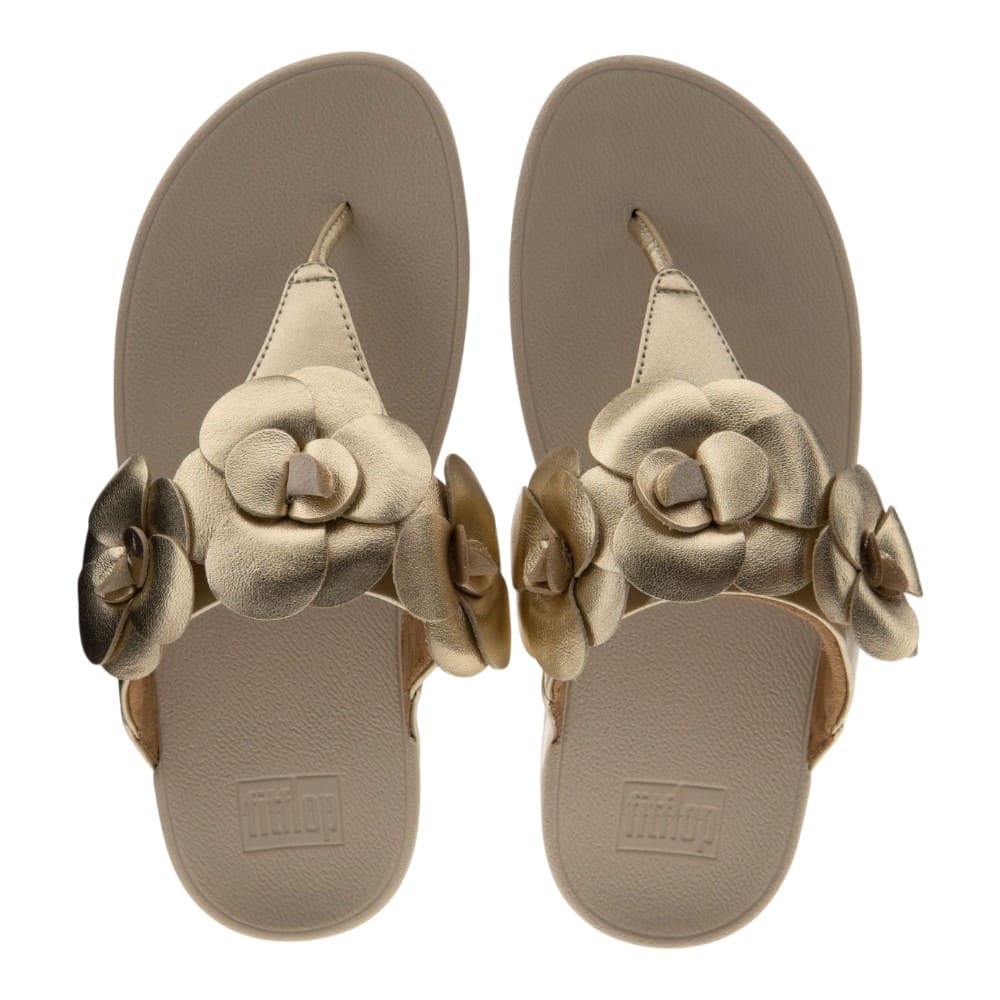 Sandalias dedo doradas flores cuña Fit Flop foto 2