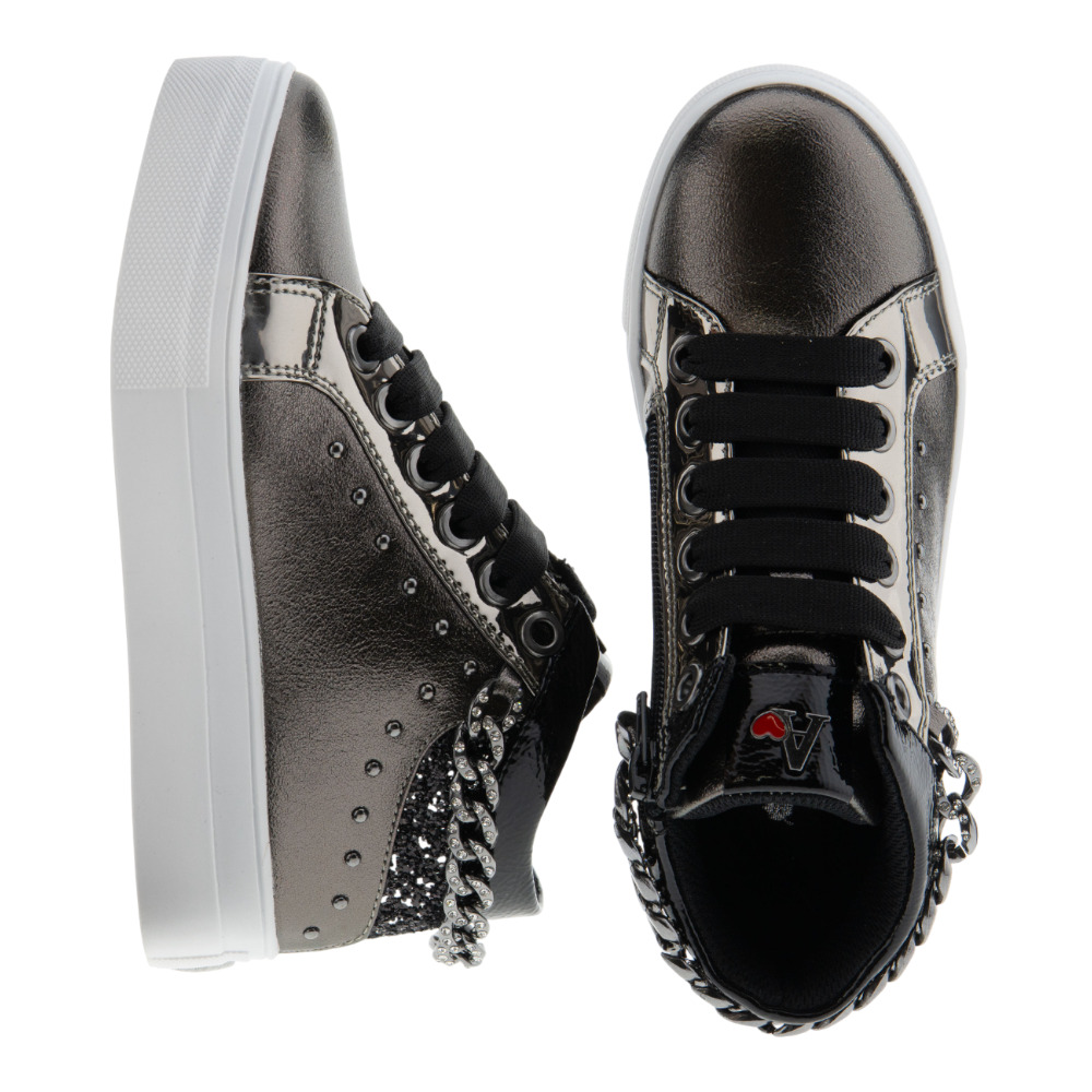 Bambas deportivas niña Asso metalizadas con glitter y cadena foto 2