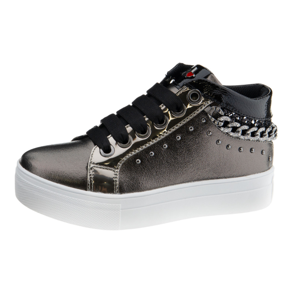 Bambas deportivas niña Asso metalizadas con glitter y cadena foto 3