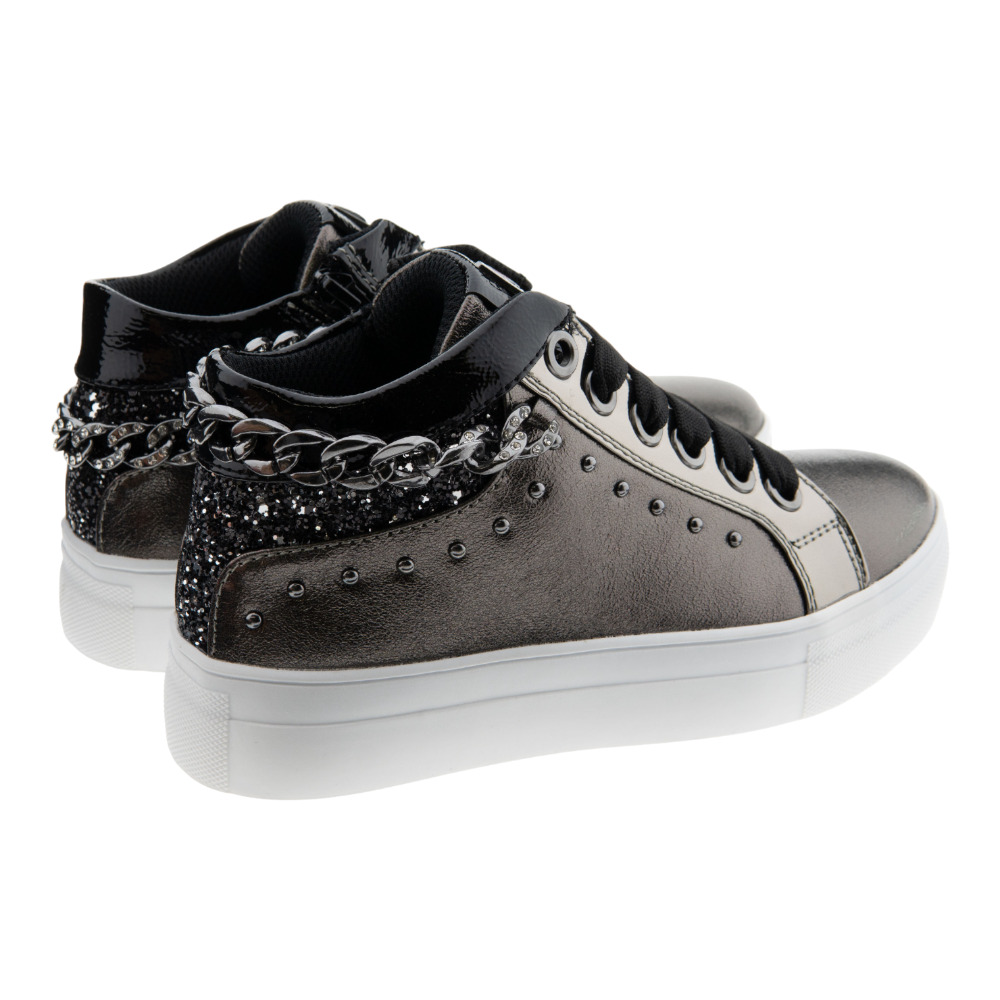 Bambas deportivas niña Asso metalizadas con glitter y cadena foto 4