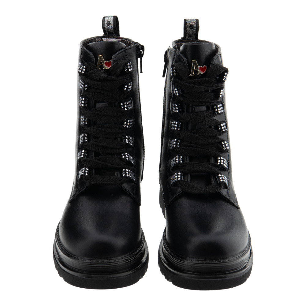 Botines de niñas Asso negros con brillantes y cremallera foto 2