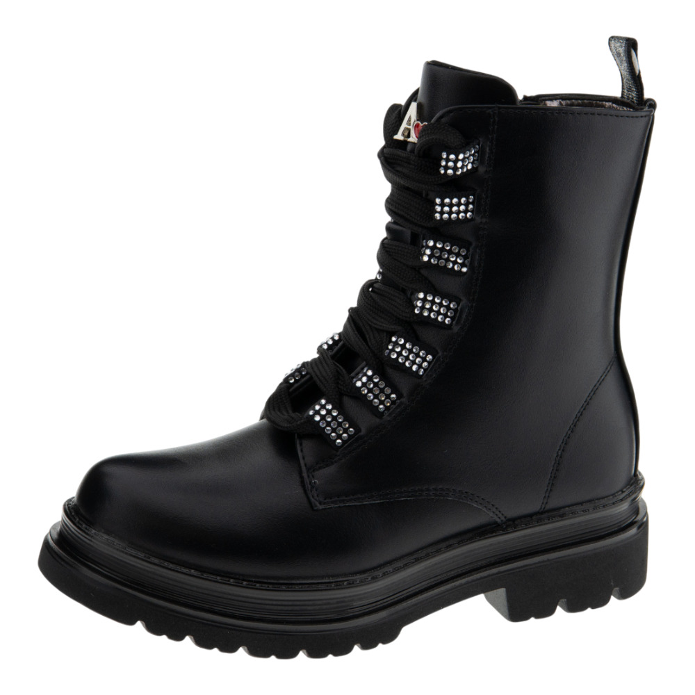 Botines de niñas Asso negros con brillantes y cremallera foto 3
