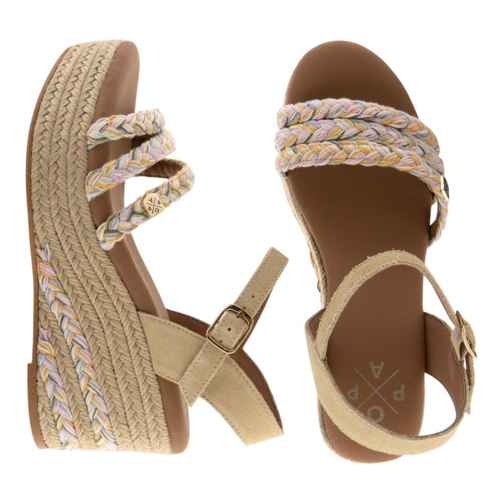 Sandalias Popa cuña cañamo y tiras multicolor foto 2