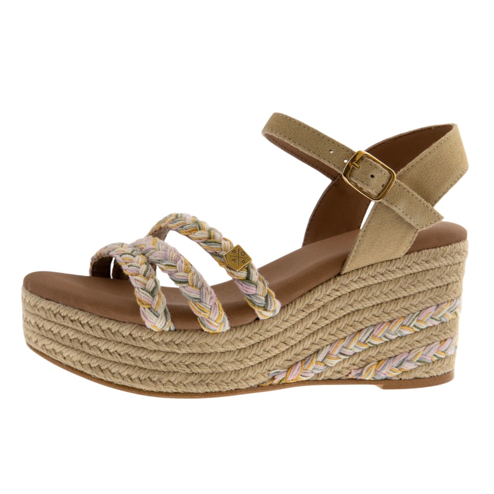 Sandalias Popa cuña cañamo y tiras multicolor foto 3