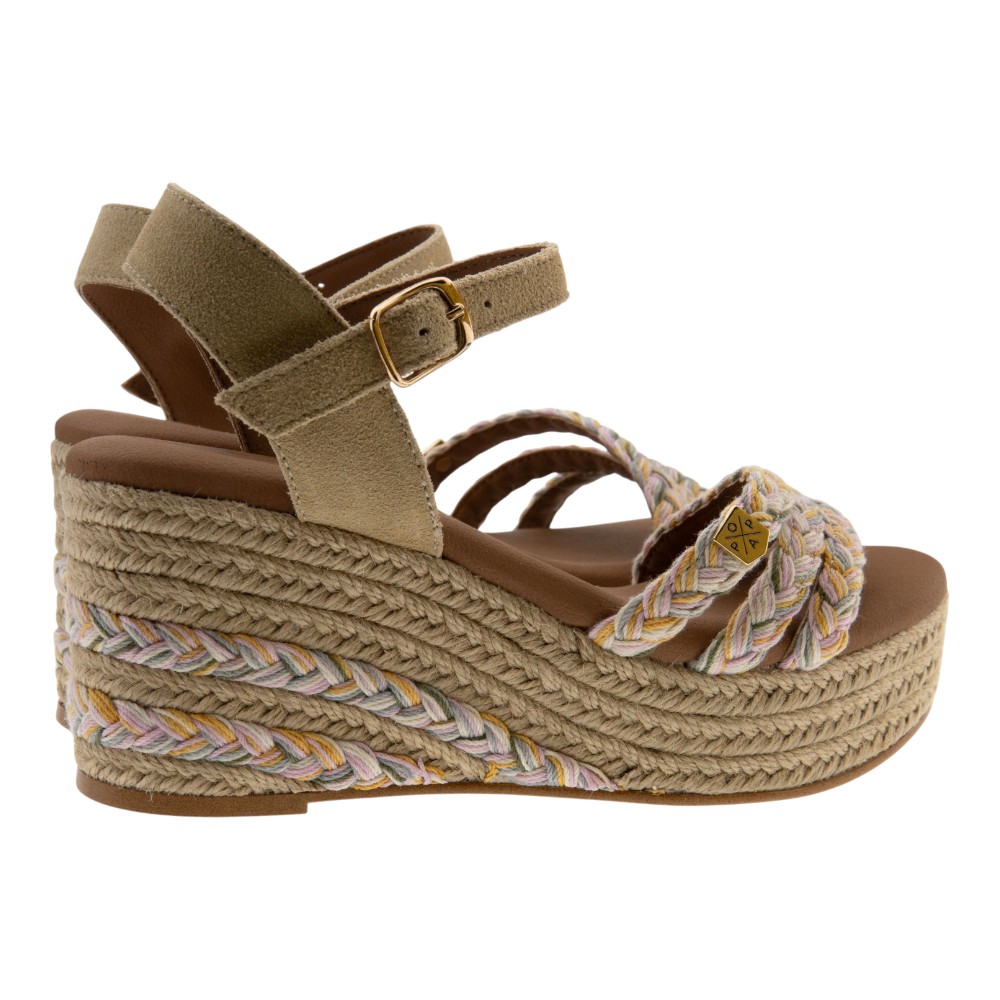 Sandalias Popa cuña cañamo y tiras multicolor foto 4