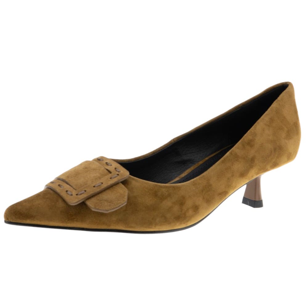 Zapato salón piel ante Bibilou – Tacón bajo con hebilla decorativa foto 3